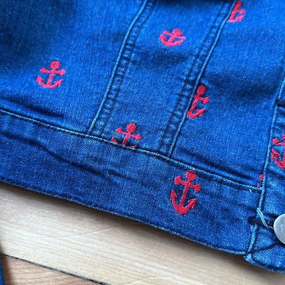 Forever 21 Jean Jacket Youth Girls Size Large Premium Denim with Anchors - Picture 3 of 12